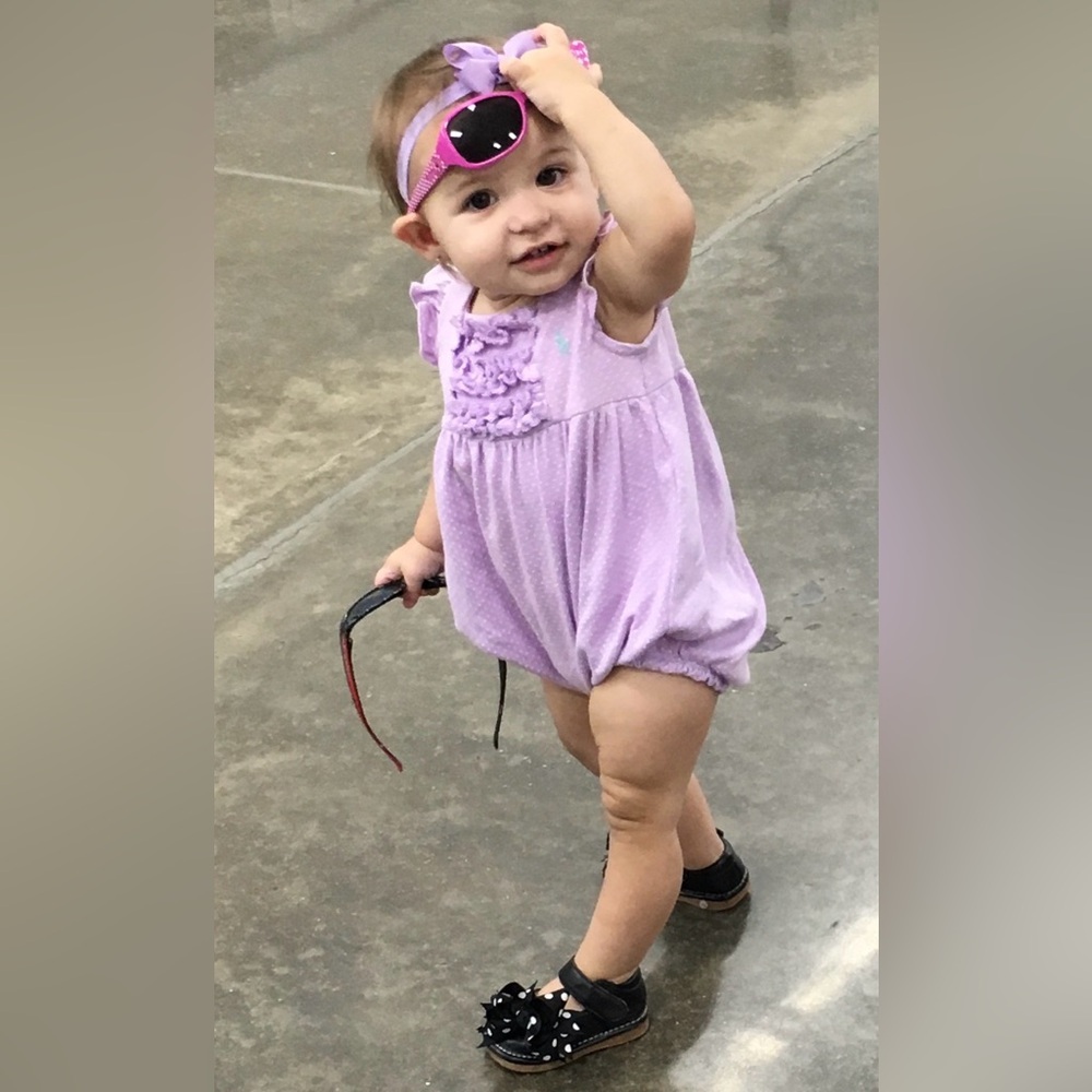 Ralph Lauren Lavender Polka Dot Ruffle Baby Romper